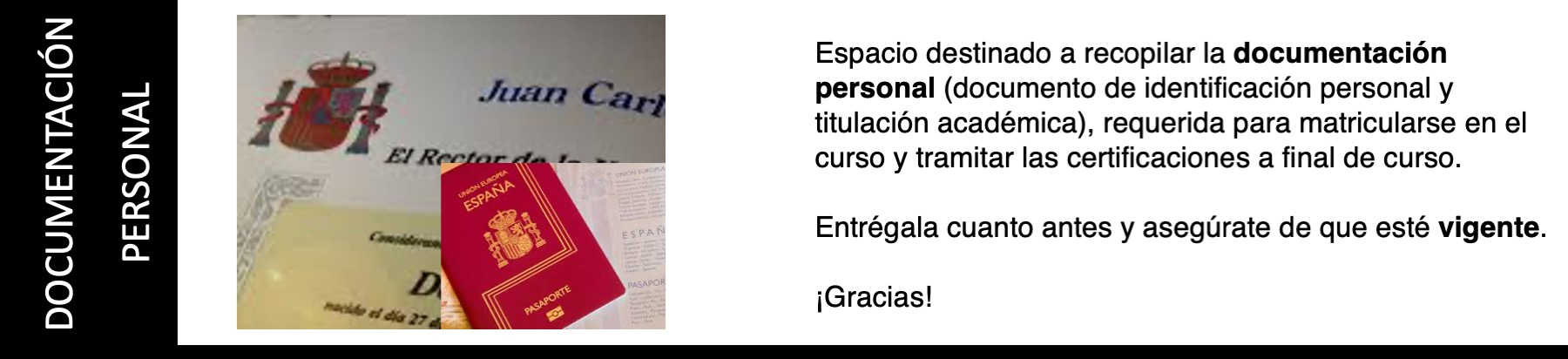 Documentación personal requerida